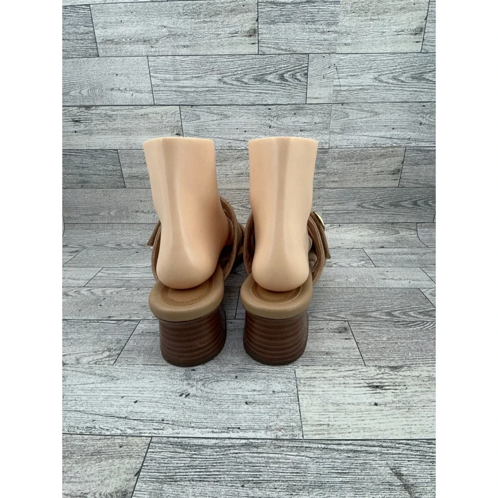 Clarks Collection Tan Leather Strappy Block Heel Sandals Women‎ US 9.5 EU 41